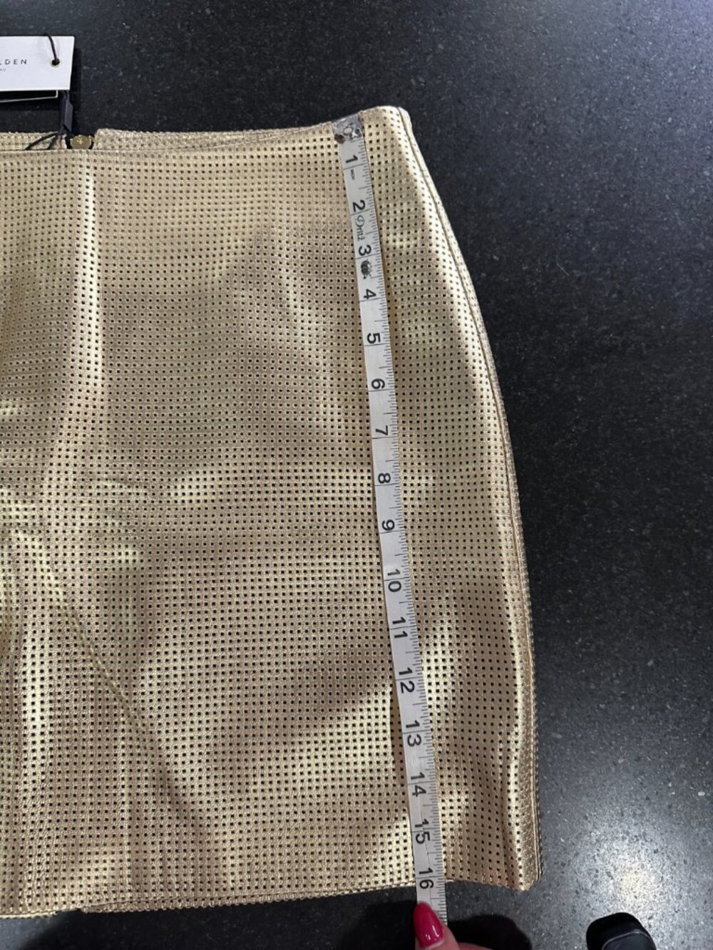 NEW WITH TAGS | ALL THINGS GOLDEN THE GO TO MINI SKIRT – GOLD LEATHER | SIZE L - Picture 9 of 12